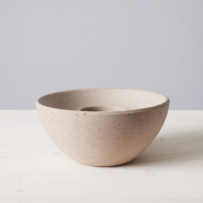 Beige Concrete Tabletop Fire Bowl with Gel Fuel