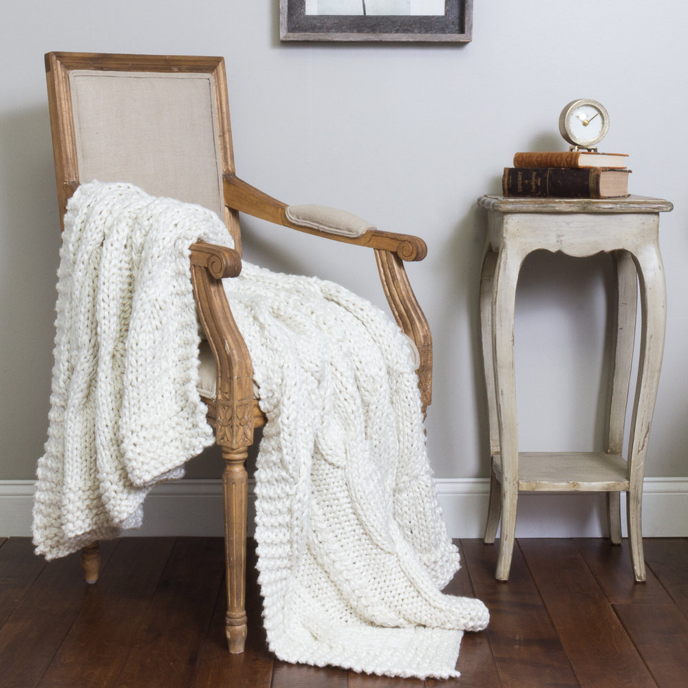 Wool Throw Blanket, Off White