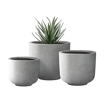 Tali Concrete/Fiberglass Round Planter