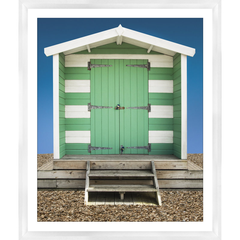 Beach Hut Green - Print on Wood