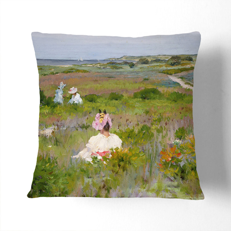 Summer At Shinnecock Square Throw Cushion, 40cm H x 40cm W x 15cm D