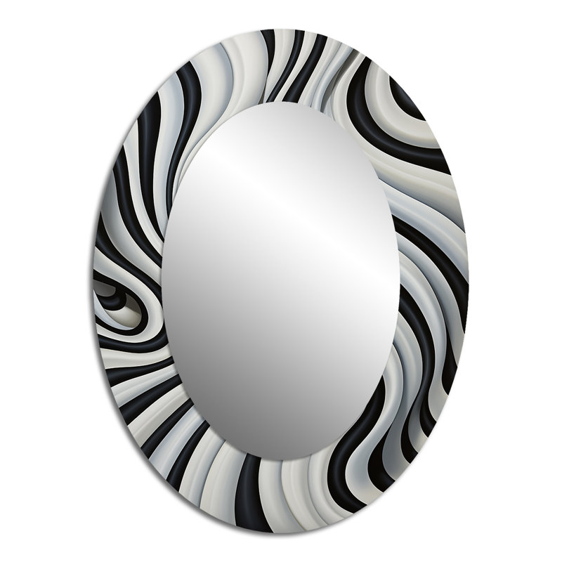 Miroir mural moderne noir et blanc optique optique Dream III, 40 po x 30 po