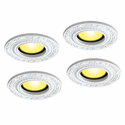 White Spot Light Trim Ring for Recessed Lights, Urethane Ceiling Medallion