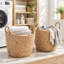Lot de 2 paniers de rangement décoratifs extra larges en jacinthe d'eau naturelle tressée, en forme de bateau.
