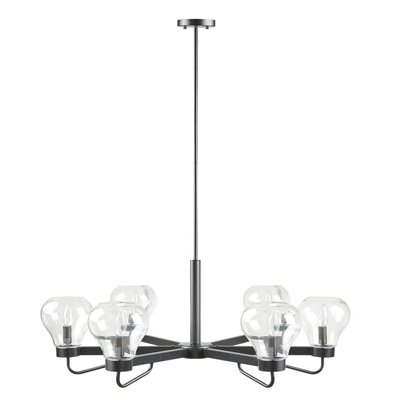 Lustre 6 lumières avec abat-jour en forme de bol