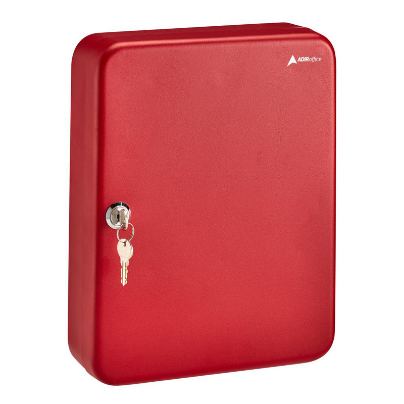 48-Key Steel Key Cabinet with Key Lock with 148 Key Tags, Red