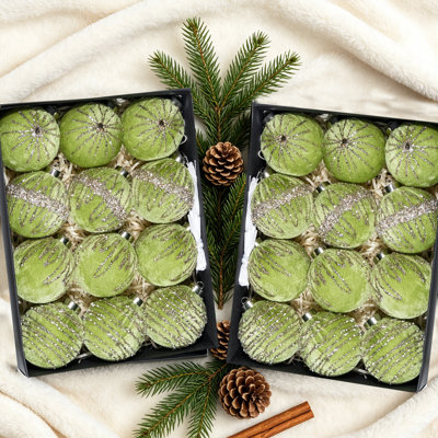 24 décorations de Noël en velours floquées de luxe 24 pièces, grosses boules mates de 3,15 pouces, boules de Noël incassables, décorations de fêtes élégantes pour foyer de bureau à domicile