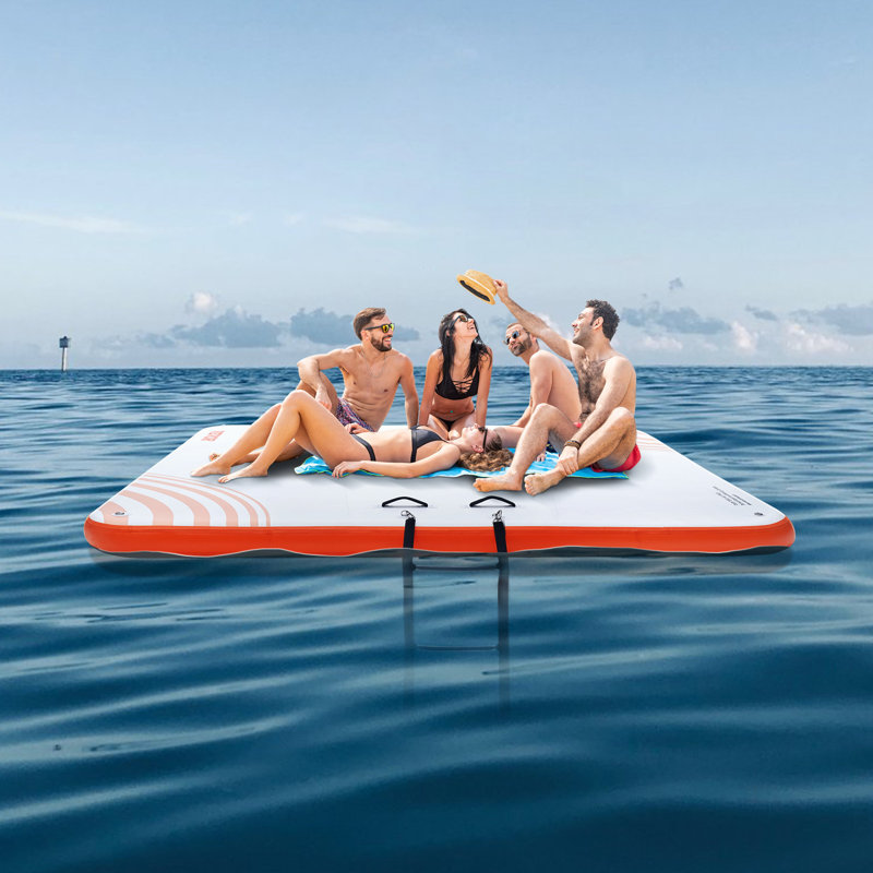 Plateforme de quai gonflable 7 x 7 pi, tapis de quai flottant antidérapant