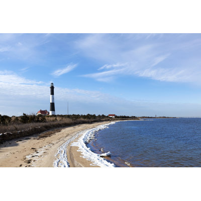 Fire Island Lighthouse And The Great South Bay by Mikerega - Wrapped Canvas Print