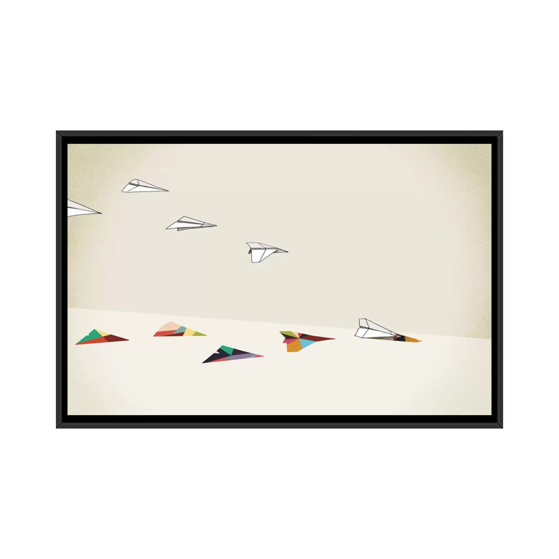 « walking shadows paper plans », impression sur toile, H 18 po x l 26 po x P 1,5 po, Toile avec cadre noir, Pas de tapis