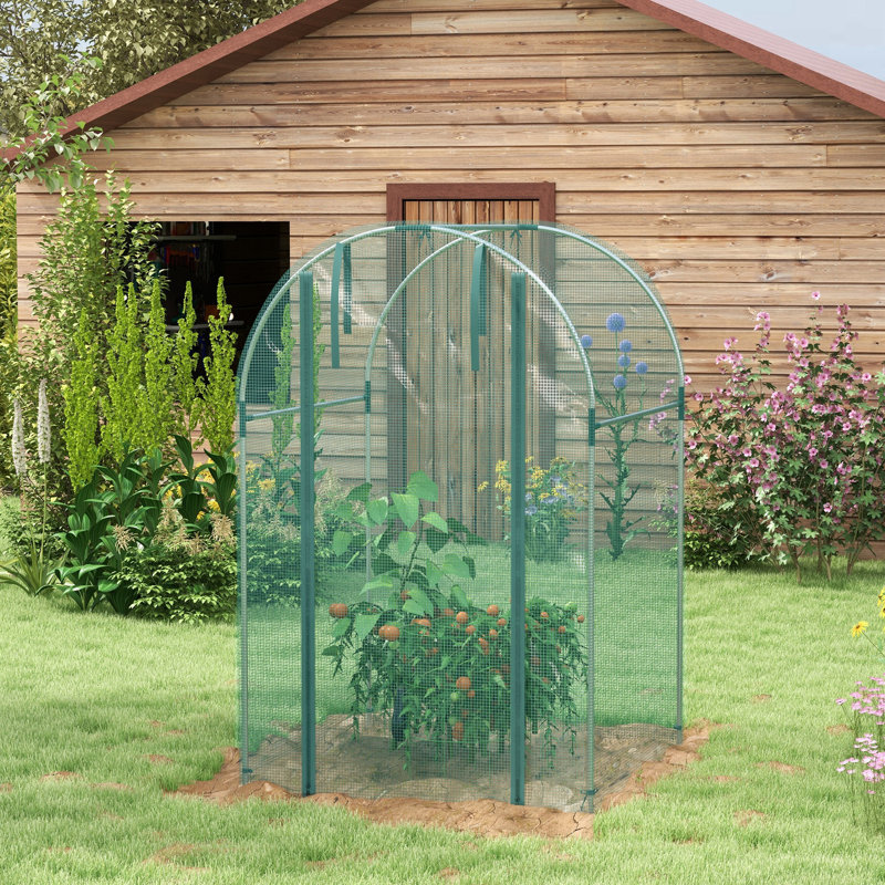 Cage de protection des plantes 4 pi X - Cadre en acier galvanisé et porte à fermeture à glissière pour jardin, cour, protection de pelouse