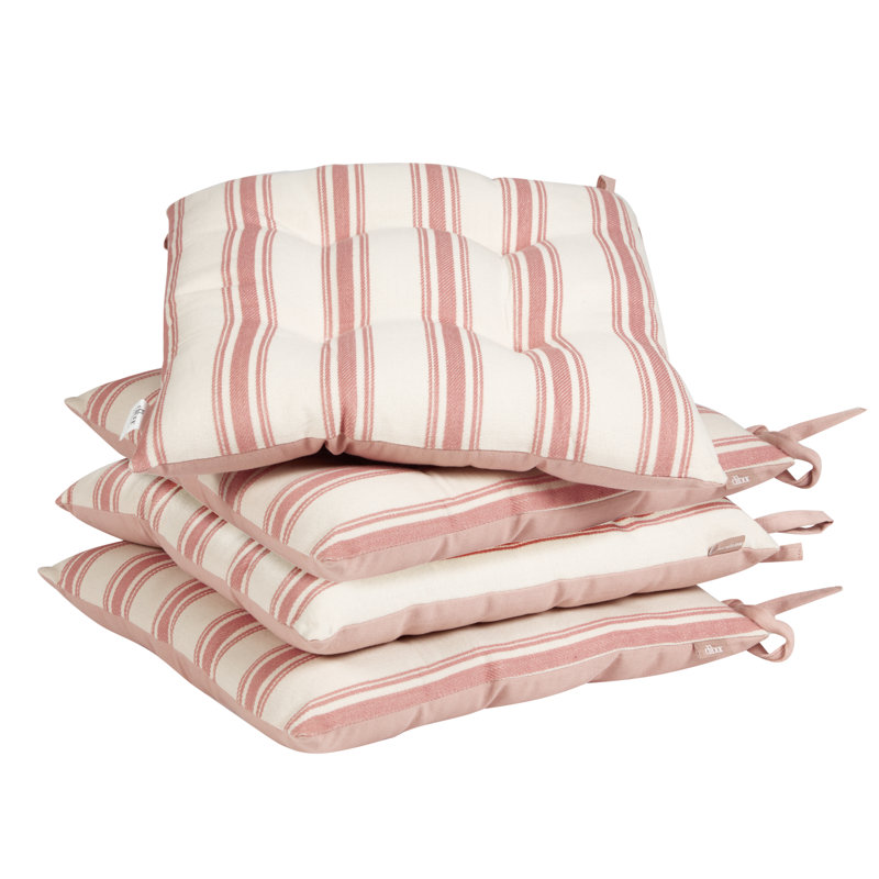 Stripe Cotton Summer Outdoor Garden Furniture Chair with Ties Seat Cushion, Red