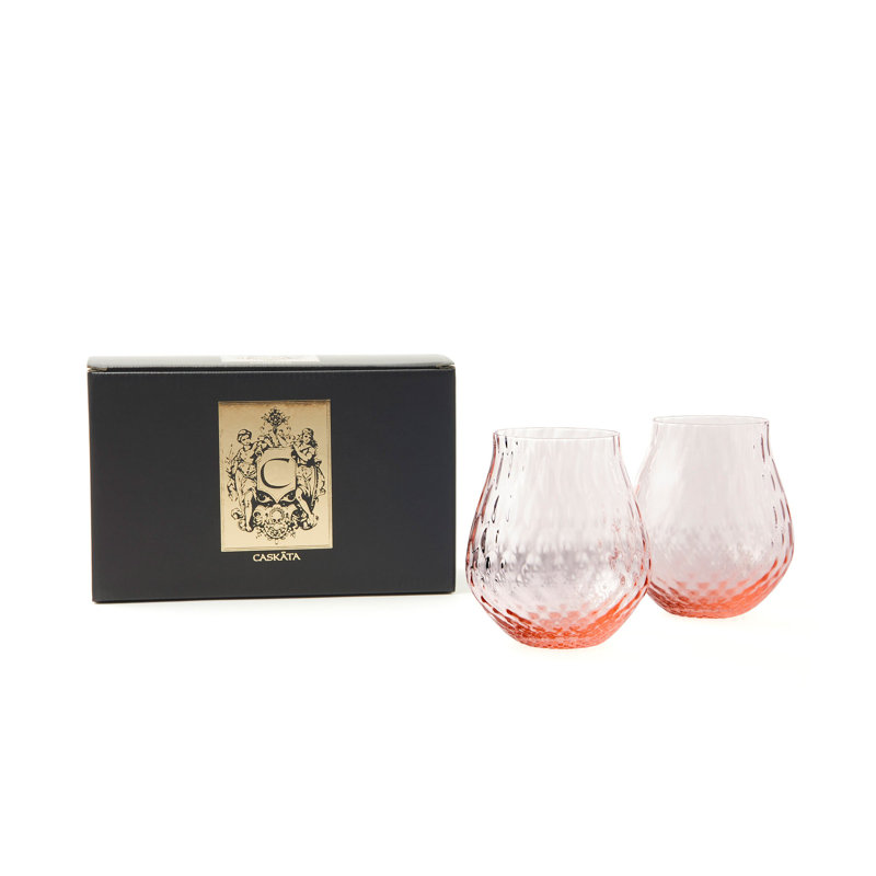 Phoebe Handmade Crystal Stemless Wine Glass, Rose