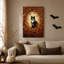 «Black and White Cat in Autumn Leaf», art mural sur toile d'Halloween-1427908089