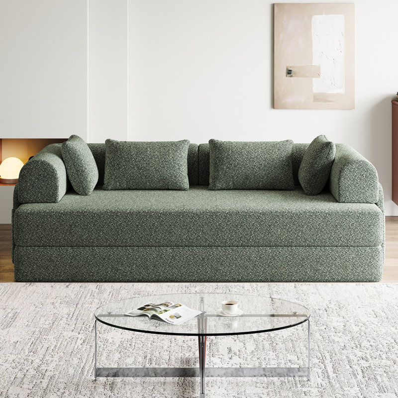 Canapé-lit convertible moderne avec coussin cylindrique, canapé-lit pliant avec poche latérale, canapé-lit pour salon, Vert