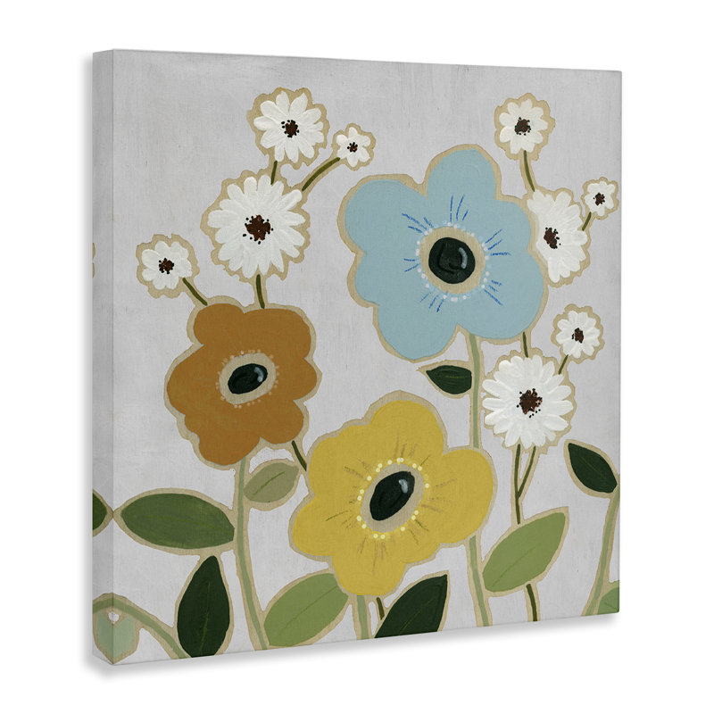 Art mural sur toile "Fleurs primaires" par Carol Robinson, H 17 po x l 17 po