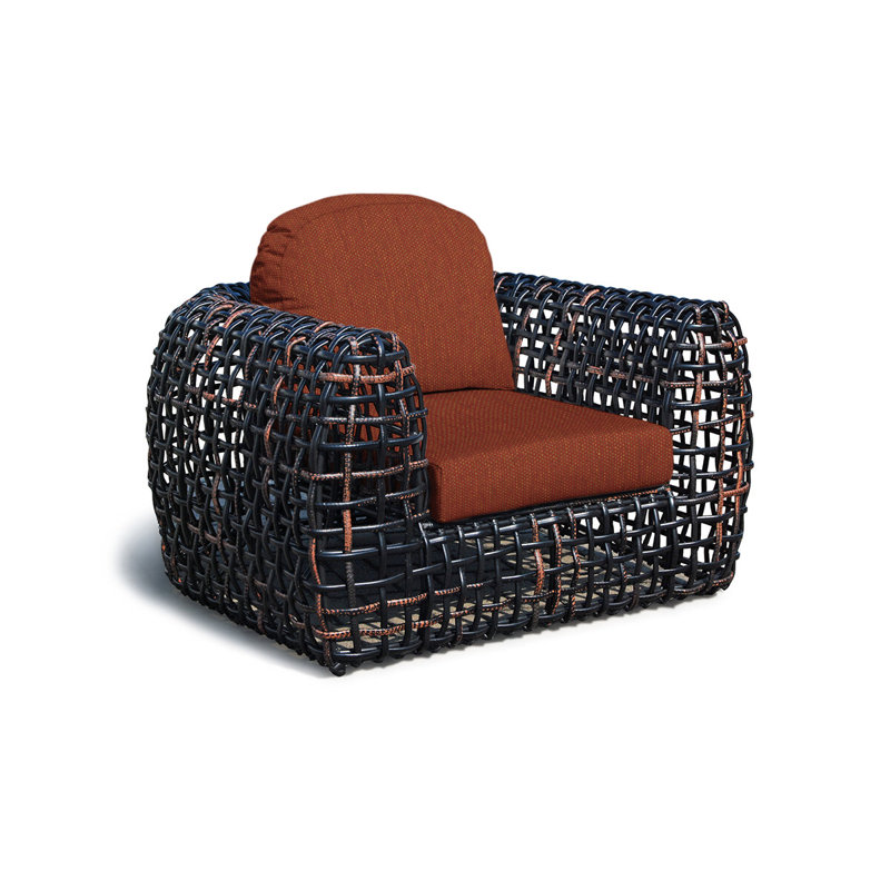 Dynasty Outdoor Lounge Chair, Black Mushroom, Canvas Brick Sunbrella® Canvas