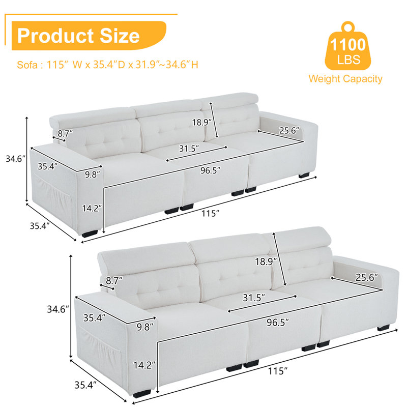 Sectional Sofa 120.47''