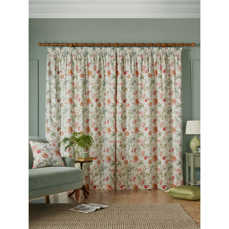 ROSALIND PALE CRANBERRY PENCIL PLEAT CURTAIN, 88X90