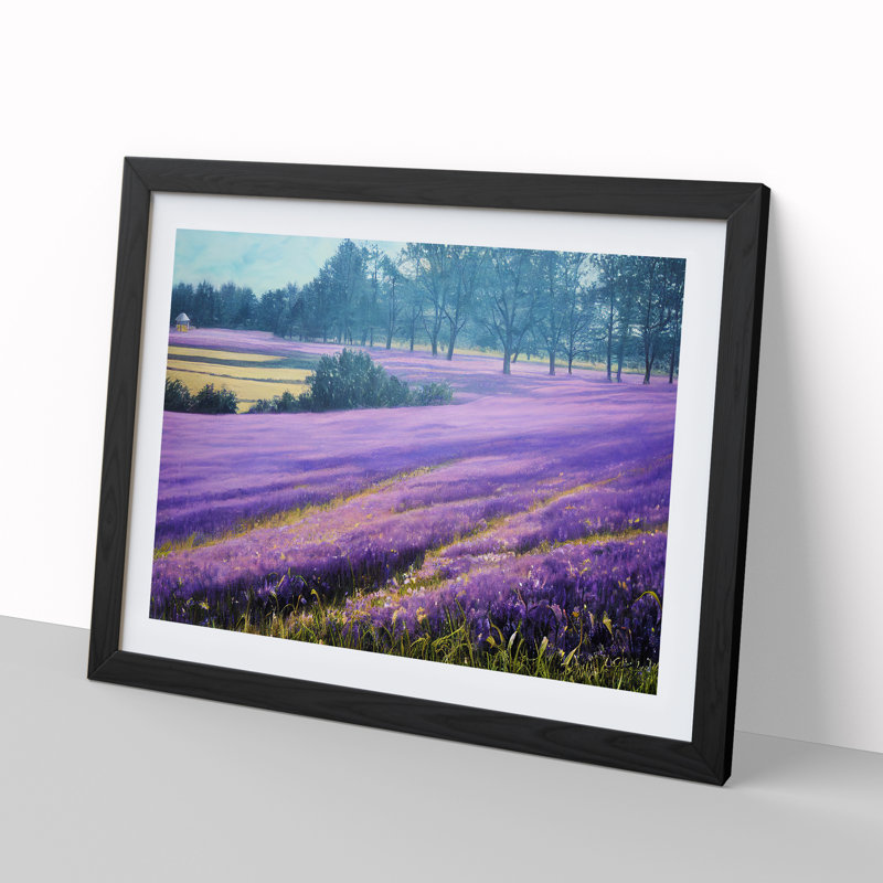 Boundless Bluebell Field - Single Picture Frame Print, Black Framed, 25cm H x 34cm W x 2cm D