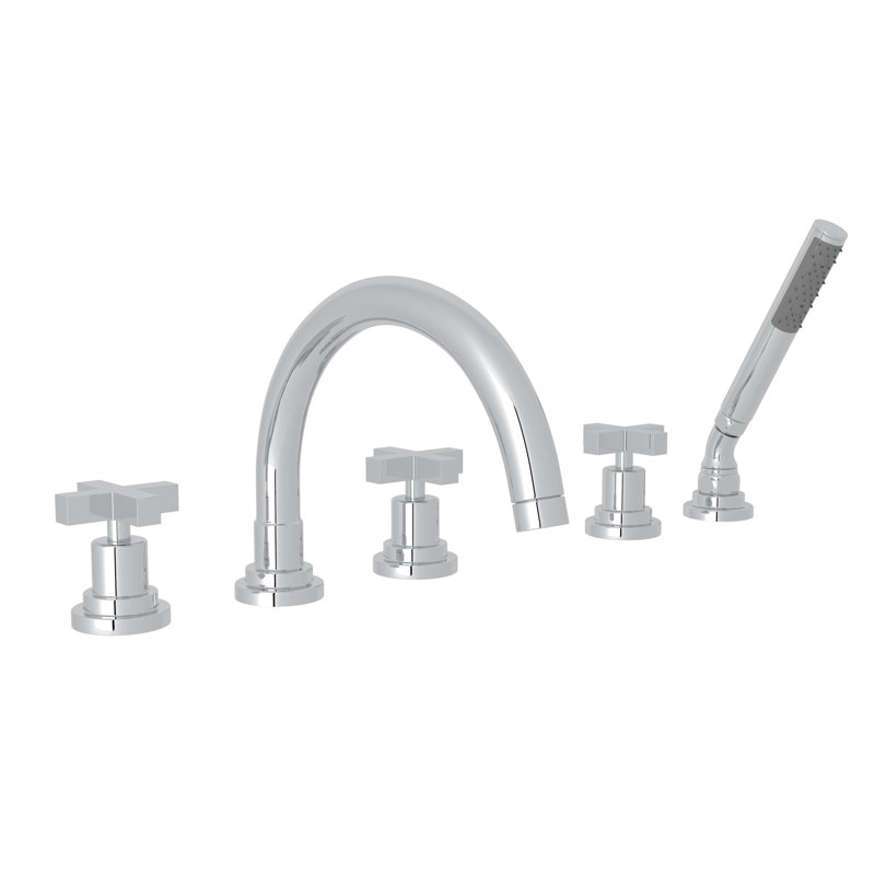 Lombardia® 5-Hole Deck Mount Roman Tub Faucet, Lever Handle, Polished Chrome