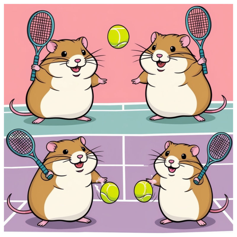 Tapis de bain Hamsters jouant au tennis, L 34 po x L 21 po