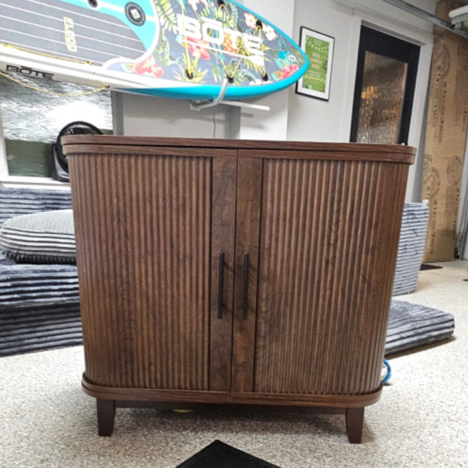 31.5'' Rounded Corner Design Sideboard With Adjustable Shelf - Brown Walnut