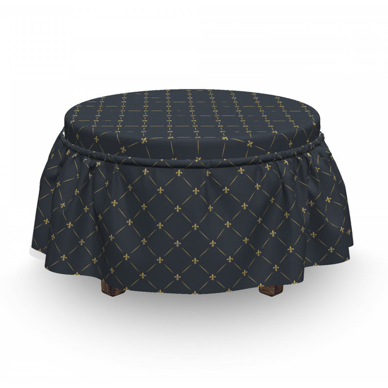 Ensemble de housse pour à coussins carrés 2 pièces à damier floral fleur de lis