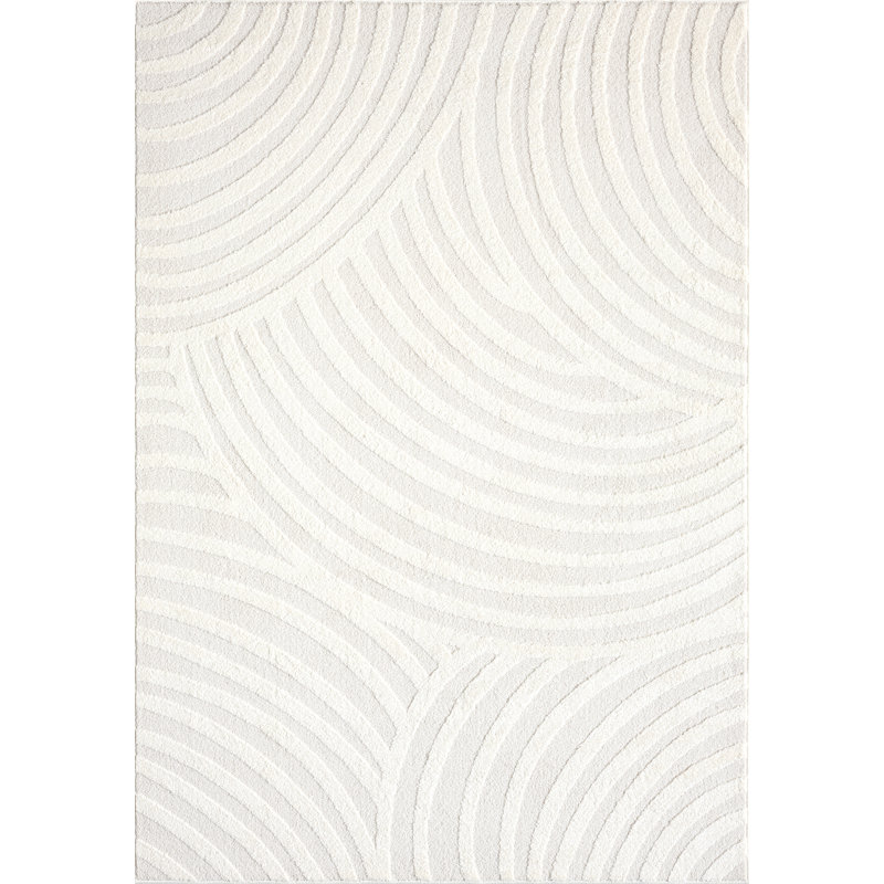 Abani Rugs Onish Collection NOM160A Cream Linear Curves Area Rug, Rectangle 2' x 3'