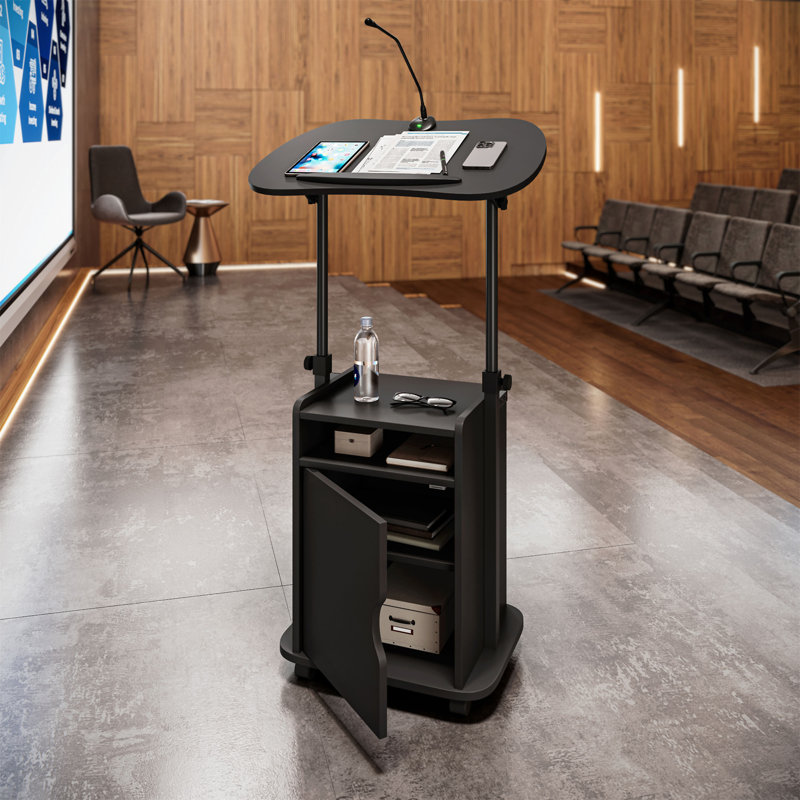 Chariot à roulettes pour ordinateur portable avec rangement réglable Techni Mobili, Noir