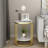 White Stone Side End Table 2-Tier Round Bedside Table With Storage Shelf