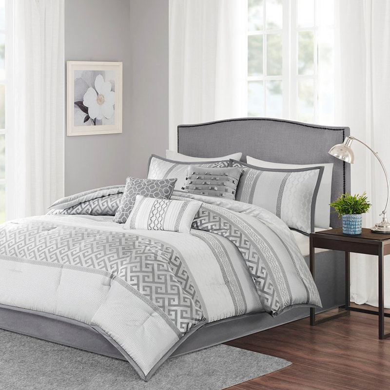 Édredon très grand 7 pièces en gris - gris ravissant, taille, Gris, Très grand avec 6 pièces supplémentaires