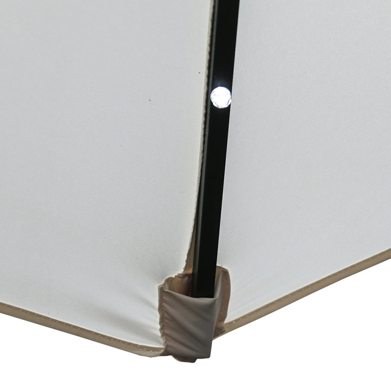 2.5M Round Garden Parasol Solar LED Lights Umbrella Tilt Crank with Base, Cream