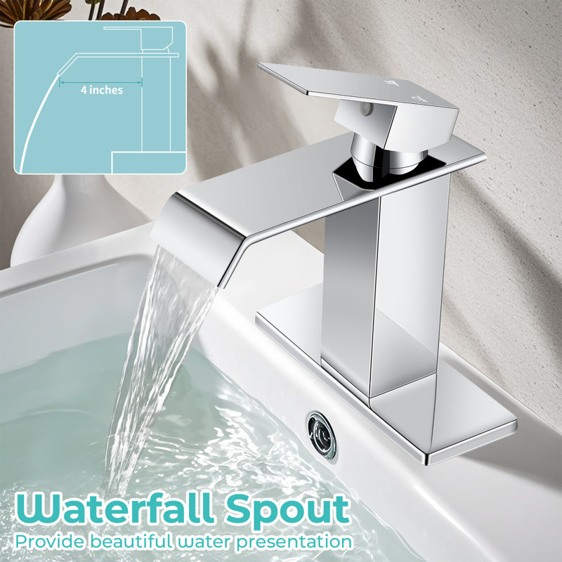 Single-Hole Single-handle Bathroom Faucet with Drain Assembly, Chrome