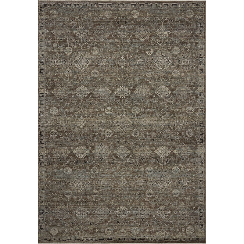 Loloi Soraya Bark / Lagoon Traditional Area Rug, Rectangle 6'7" x 9'2"