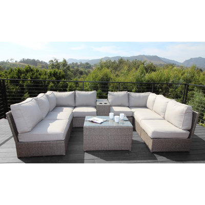 Normandy Wicker Fully Assembled 6 - Person Seating Group with Cushions