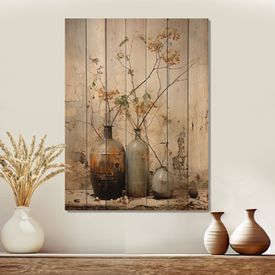 Zen Boho Pottery I - Boho Pottery sur impression de bois