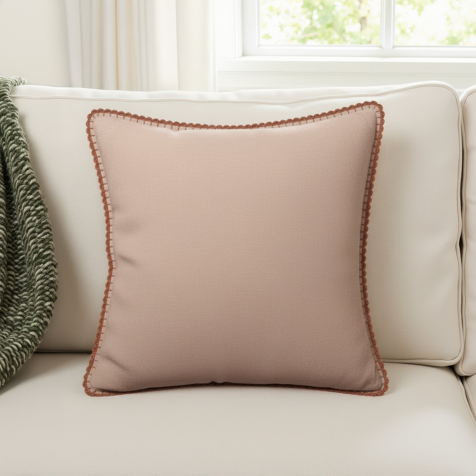 Stokes Armelle Square Linen Pillow, 22" x 22", Terra, Pillow Cover Only