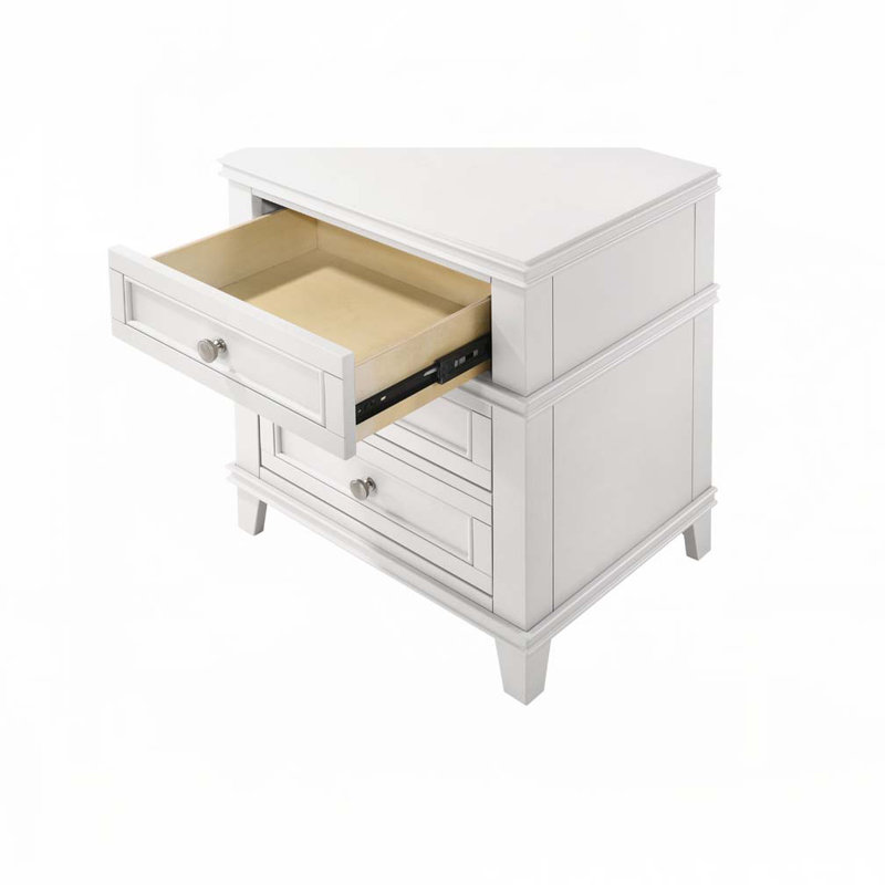 White 3 Drawer Nightstand