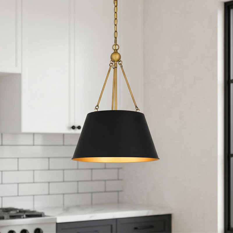 Luminaire suspendu tambour simple 4 lumières, Noir