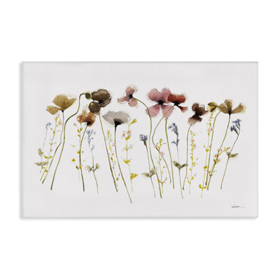 Spring Poppy Sprigs Canvas Wall Art by Shirley Novak