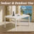 55 Inch White Modern Long Table - Indoor/Outdoor Multi-Purpose Dining Table, Patio Table, Garden Table - Lightweight PP Tabletop With Metal Legs For Kitchen, Courtyard, Terrace Gatherings (White)