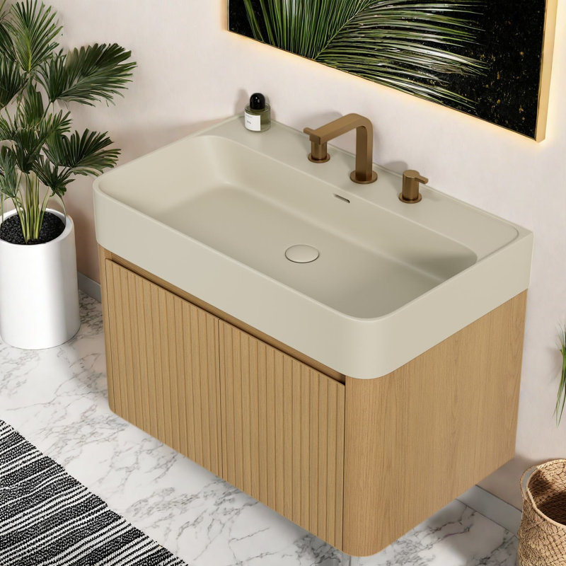 Modern Vanities, Solid Surface, Oak Storage, 29.53