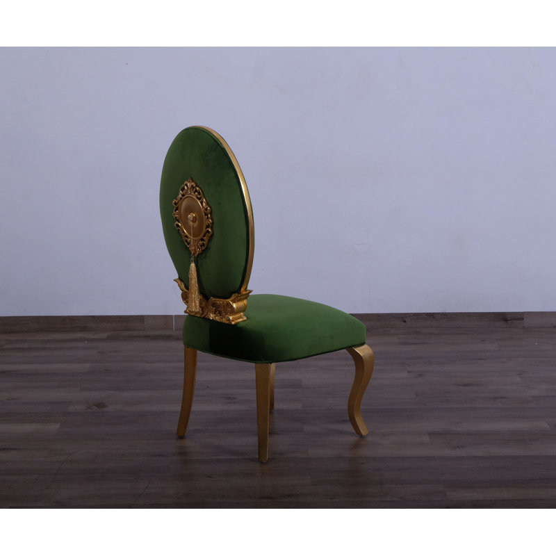 Marjarie 19'' H Velvet Upholstered Mahogany Dining Chair, Emerald Green
