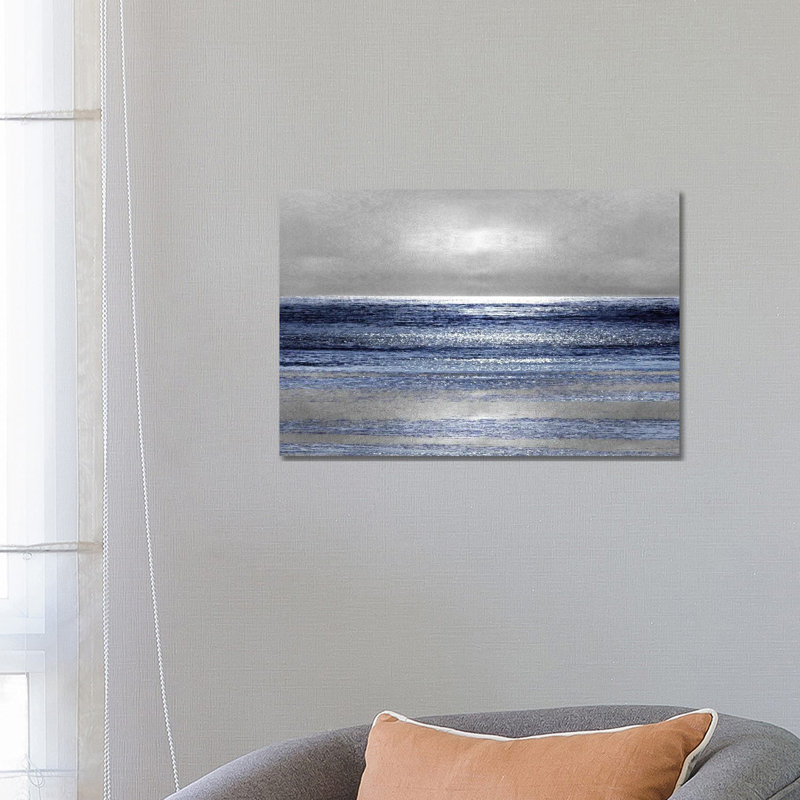 Silver Seascape II by Michelle Matthews - Wrapped Canvas Print, 66.04 cm H x 45.72 cm W, White Framed