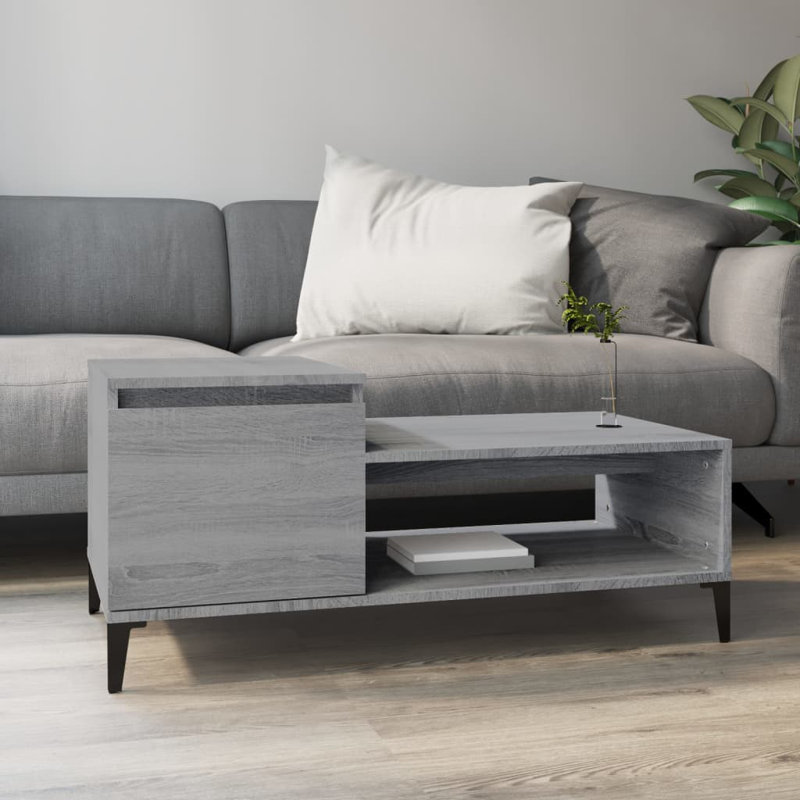 Four Leg Coffee Table with Storage, Grey