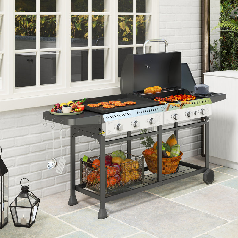 Brayden Studio 4 - Burner Free Standing Propane 10000 BTU BTU Gas Grill with Side Burner