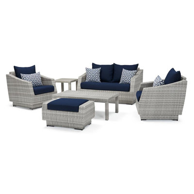 Cannes 6 Piece Love and Club Deep Seating Group with Cushions