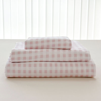Gingham Sheet Set, Pre-Washed Microfiber Ultra-Soft Plaid Grid Sheets