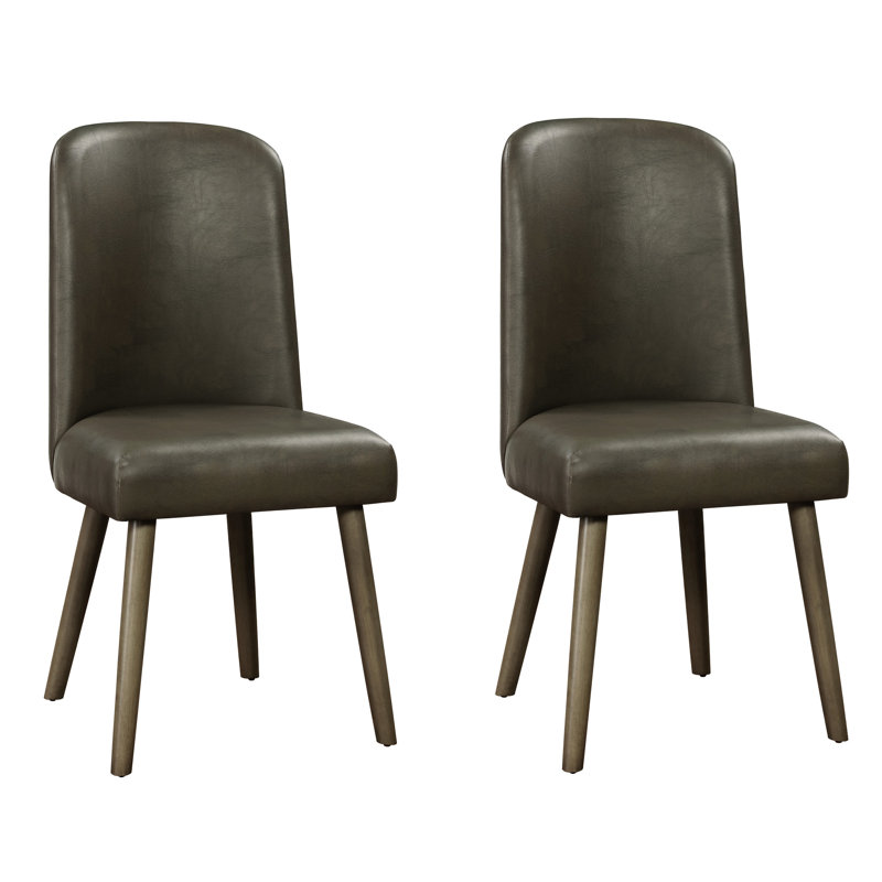 Lot de 2 chaises grises pour salle à manger - Style moderne, dossier et assise rembourrés en mousse, revêtement en similicuir, design confortable